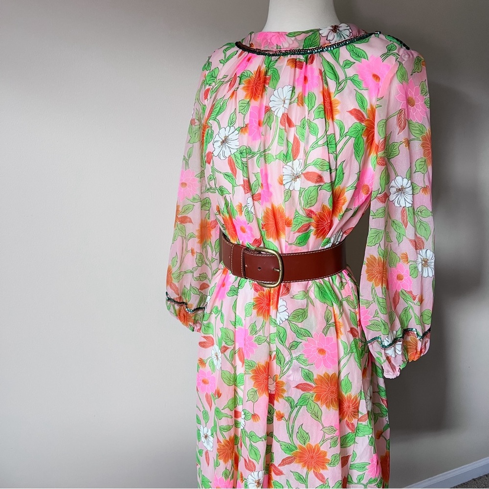 60s Vibrant Floral Dress - Picture 2 of 9